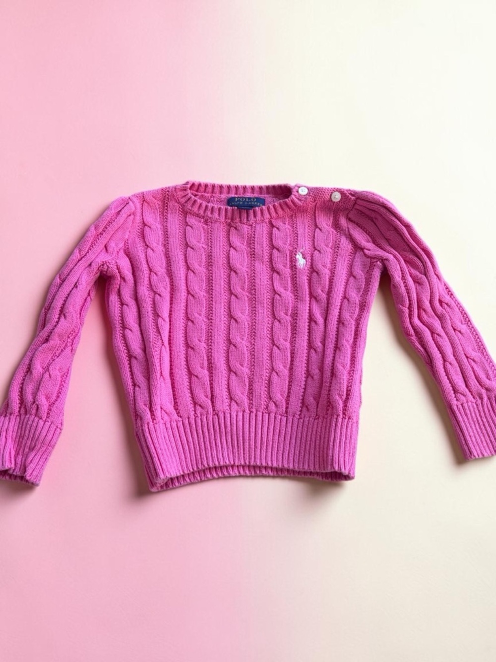 Ralph Lauren Pink Cable Knit Sweater - Toddler